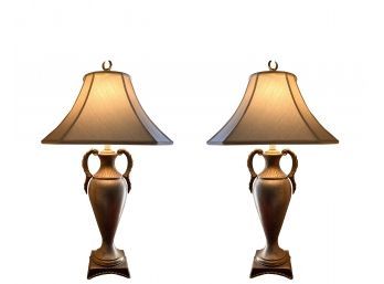 Trophy Urn Lamps With Rectangular Shades *