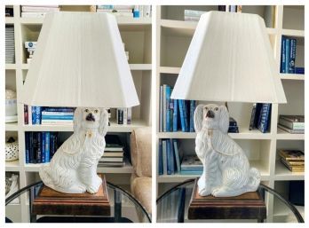 Pair Of Vintage Staffordshire Dog Lamps