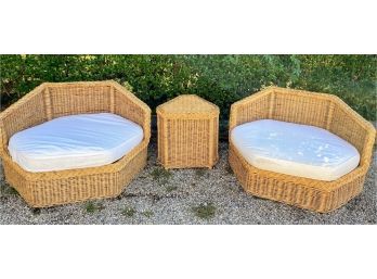 Wicker Seating Set And Side Table