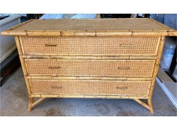 Vintage Cane And Bamboo Dresser
