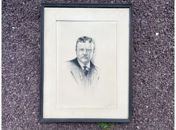 A Lithograph Of Teddy Roosevelt, Signed Indistinctly