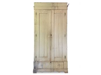 An Antique Painted Pine Wardrobe Cabinet (AS IS)