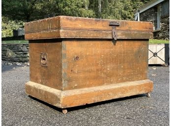 A Primitive 19th Century Pine Tool Box (Wonderful As Blanket Chest Or Storage Coffee Table!)