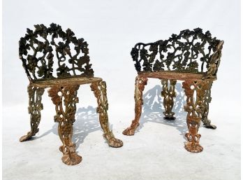 A Pairing Of Antique Cast Iron Garden Seats