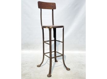 An Antique Industrial Shop Stool - Perfect For Your Industrial Chic Decor!