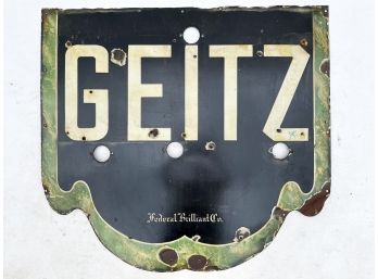 An Antique Enamel Sign 'Geitz' - By Iconic American Signmaker, Federal Brilliant Company