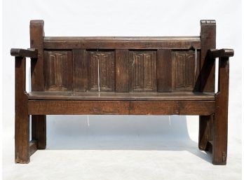 A Late 18th Century Paneled Oak Bench Or Settle