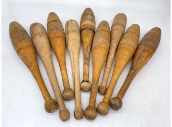 Vintage Small Wood Bowling Pins - Possibly For Juggling, Vintage Circus Equipment