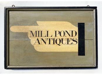 A Vintage Hand Painted Sign 'Mill Pond Antiques' - Double Sided