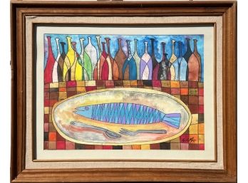 Original Framed Mixed Media/Painting Signed And Dated 1997, In Style Of Breceda
