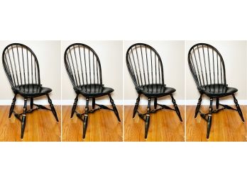 A Set Of 4 Bespoke Painted Wood Windsor Chairs From Warren Chair Works, Rhode Island