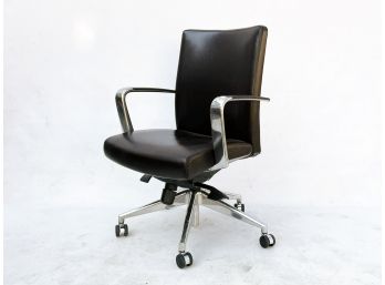 A Modern Leather And Chrome Office Chair By HBF Furniture