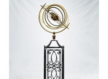 A Wrought Iron Armillary Sphere On Base (AS IS)