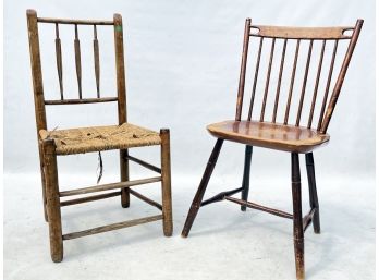 A Pairing Of Antique Spindle Back Chairs