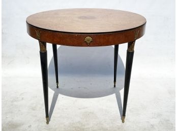 A Vintage Neoclassical Style Occasional Table With Tiger Maple Veneer Top By Irwin Furniture