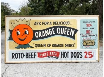A Large Vintage 1950's Hand Painted 'Orange Crush' Billboard Size Sign
