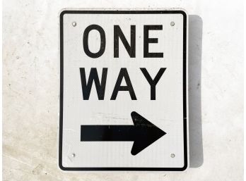 A Large Aluminum 'One Way' Sign, Right Pointing Arrow