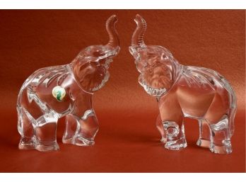 Pair Of WATERFORD Crystal Elephants