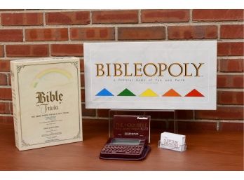 Bibleopoly, Bible Trivia, The Holy Bible King James Version KJ-21 And Scripture Treasures Cards