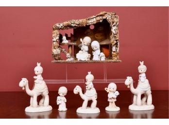 Enesco Jonathan & David Precious Moments Bisque Porcelain Nativity Set