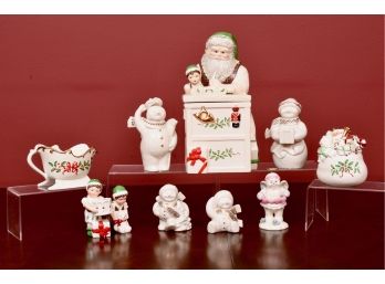 Collection Of LENOX Holiday Santa Collection, Santa's Holiday Toy Shop Cookie Jar And More