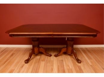 Double Pedestal Wood Dining Room Table With Ball And Claw Feet