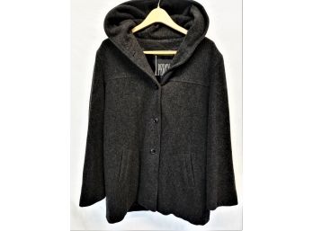 Women's J. Percy Hooded Wool Button Up Coat Size Size Large