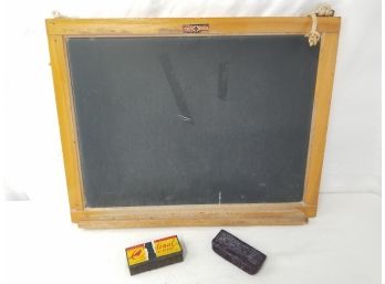 Vintage Natural Slate Hanging Chalkboard And Erasers