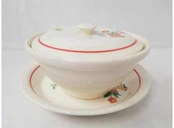 Hostess Ware By Pottery Guild Refrigerator Bowl W/ Lid & Pie Plate