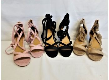 Three Pairs Of Women's Comfort View Ankle Wrap Heeled Sandals Size 10.5WW