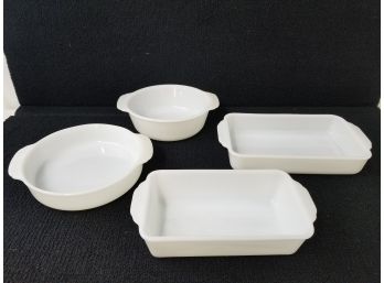 Vintage Fire King Milk Glass Oven Ware Casserole & Loaf Dishes