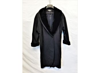 Women's Full Length Wool Coat With Faux Fur Collar By Braetan,  Made In Russia
