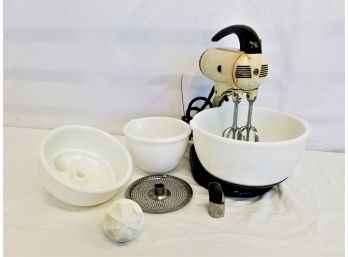 Vintage 1950's Sunbeam Mix Master 10 Speed Mixer And Attachments