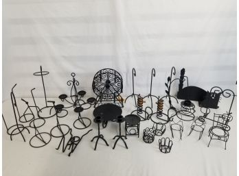 Lot Of Metal Home Statues And Candle Holders