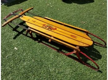 Genuine 1960's Flexible Flyer Wood Sled With Super Steering