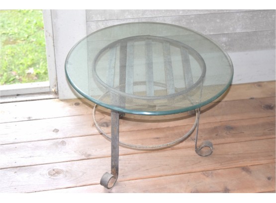 Iron Table W/glass Top 24x17.5