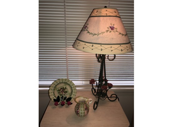 Rose Collection Lamp And Two Pieces Jane Keltner