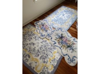 Four Floral Area Rug Lot 37x24'  To 69x46'