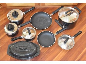 T-fal, Calphalon And A Few  Mystery Pots Pans And Lids