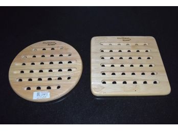 Pfaltzgraff Accents Wooden Table Trivets, Square One 7.75x7.75' Round One 7.75'