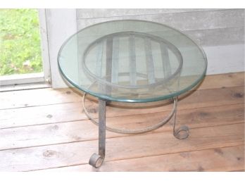 Iron Table W/glass Top 24x17.5