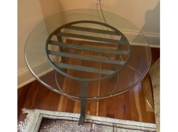 Round Glass End Table Metal Base 24x17'