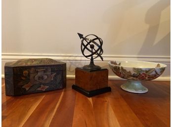 Limoges Bowl, Hinged Box And  Sundial