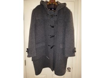 Burberry Toggle Wool Coat Grey Mens XL Reg