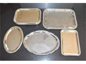 Tin Serving Trays, 1 Large, 12 Medium, 3 Small, 3 Large Oval, 2 Small Oval