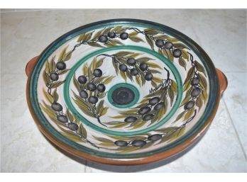 Mroucous, Olives Painted On A Large Bowl, 16x4.25'