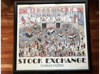 Stock Exchange Charles Fazzino Framed Poster 29x27.5' Glass