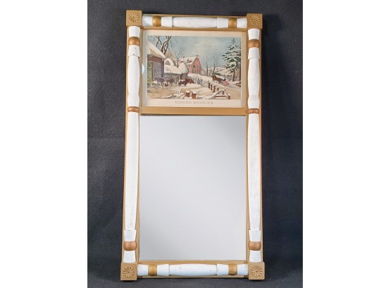 Great Vintage Currier & Ives Lithograph Print Wall Mirror