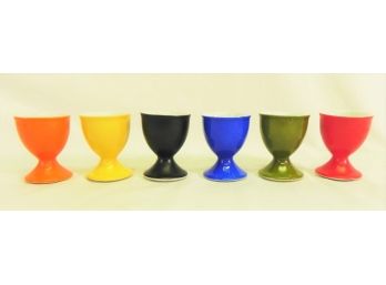 Set Of Six Colorful Vintage Mid Century Modern Egg Cups