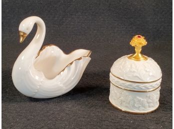 Lenox Porcelain Small Swan & January Birthstone Box